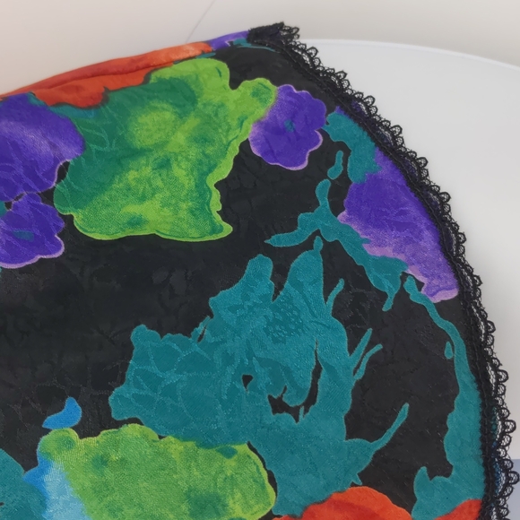 VTG 90s Indulgence Shiny Satin Jewel Toned Floral Camisole Size 34 Made in USA - Picture 5 of 7